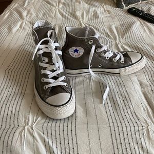 Gray Converse All Stars High Tops, Size 6